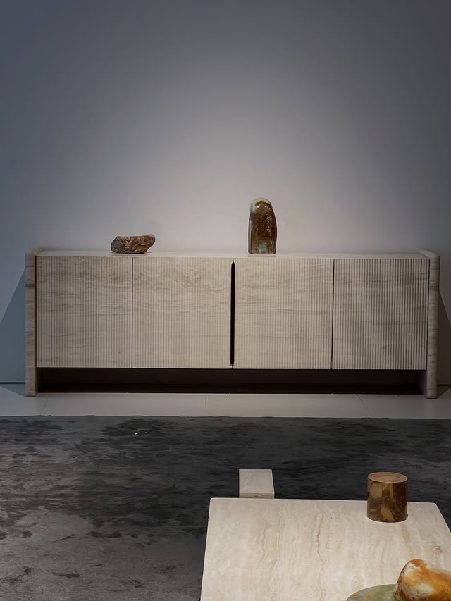 Travertine Fluted Sideboard
