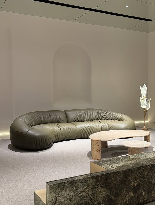 Wan Series Curved Leather Sofa